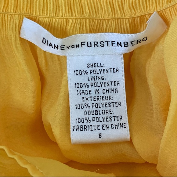 Diane von Furstenberg DVF Marcus Buttercup Shirred Blouson Blouse Yellow Size 6 - Picture 6 of 9